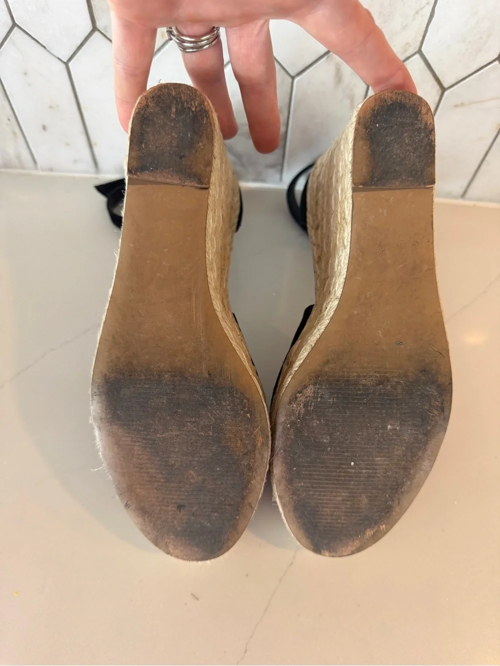Steve Madden Black Suede Susana Espadrille Wedge Size 8.5